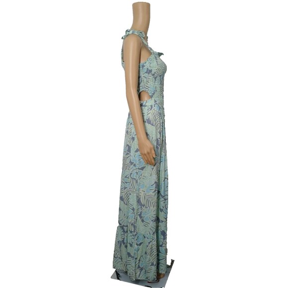 NWT Floral Maxi Dress Tube Smock Top Open Sides Beachy Boho Women's Size Large - Picture 4 of 13